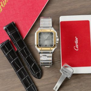 Cartier Santos CRW2SA0030 Grey Dial Two Tone Yellow Gold 39mm