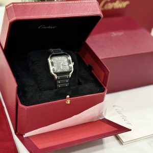 Cartier Santos WSSA0037 Black Dial Black Bezel 39.8mm 1