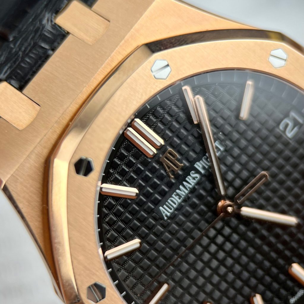 Dong Ho Audemars Piguet Royal Oak 15500OR Boc Vang Hong Day Da Den 41mm 5