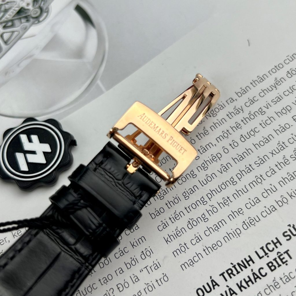 Dong Ho Audemars Piguet Royal Oak 15500OR Boc Vang Hong Day Da Den 41mm 9