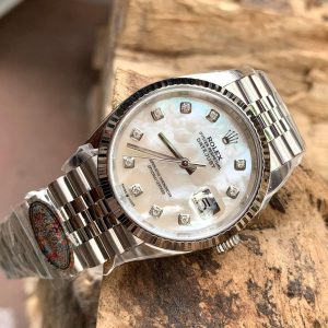 Rolex DateJust 126234 White Mother of Pearl Moissanite 36mm 1