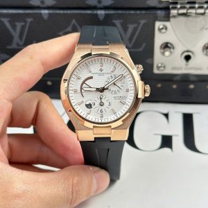 Vacheron Constantin Overseas Dual Time 47450 White Dial Rose Gold Case 42mm